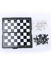 1pc Portable Foldable Mini Magnetic International Chess Set, Travel Size - Black and White - View 8