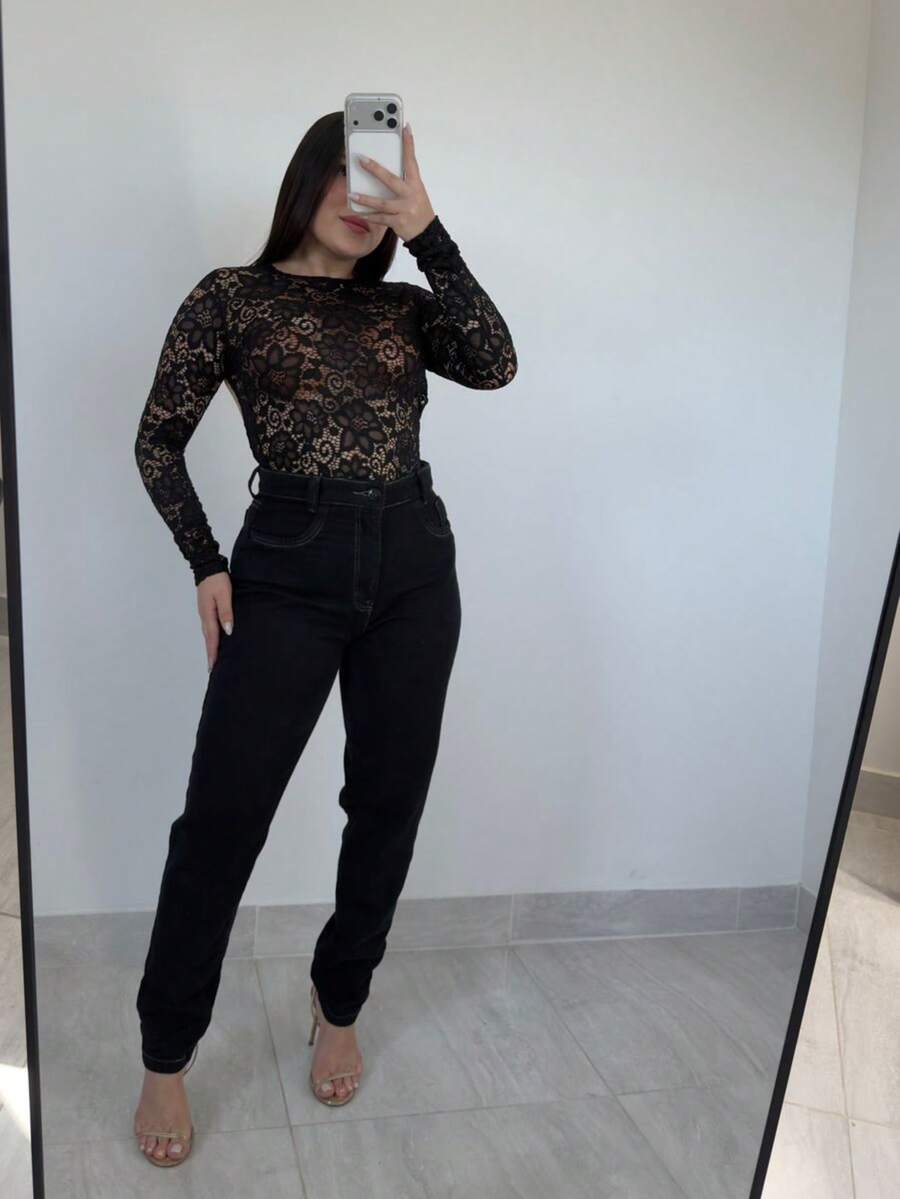 Women's Sexy, Transparent Lace Bodysuit, Sophisticated And Elegant, A Sensual Piece For Parties, Nights Out, Or A Fashion Look. - 所以 - 查看 1