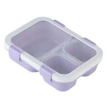 1pc Bento Box With Lid, 3-Compartment Lunch Box, Reusable, Leak-Proof, Stackable, Suitable For Office, Travel, School, Food Storage Container - Multicolor - View 11