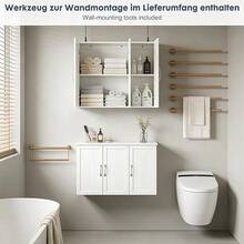 Waschbeckenunterschrank, Unterschrank, Badezimmerschrank, 90 x 30 x 60 cm, 3 Türen, Badschrank, Höhenverstellbare Ablage, für Badezimmer, Wohnzimmer, Schlafzimmer, Esszimmer, Küche, Weiß - Weiß, 90 x 30 x 60 cm - Übersicht 4