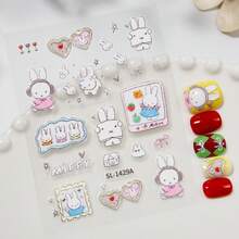 MIFFY 1 قطعة ملصقات أظافر مزخرفة ثلاثية الأبعاد بشكل أرنب ميفي الكيوت، ديكورات أظافر DIY بشكل أرنب أبيض ممتع، بأنماط عشوائية، هدية مثالية لعيد الفصح والربيع، مستلزمات جمال مثالية للحفلات والمناسبات - متعدد الألوان - مشاهدة 5