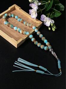 1条穆斯林33珠玻璃花珠手工流苏吊坠念珠手链，男女通用 - 彩色 - 查看 2