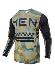 DONUTFOX Ropa deportiva para bicicleta de montaña 2026, Traje de carreras, MTB BMX Descenso, Camiseta de motocicleta todoterreno DH, Hombre - Verde militar - Ver 11