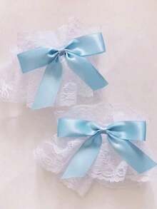 1 Pair Sweet Bow Lace Layered Wrist Cuffs, Lolita Style Arm Sleeves, Photo Shooting Wrist Accessory, Cute For Dresses, Skirts, Costumes, Fashion Flared Sleeve Cuffs - 多色 2 - 查看 7