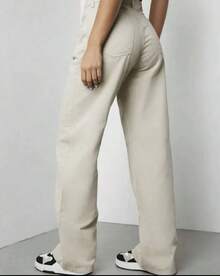Women's High Waist Wide Leg Jeans - 杏色 - 查看 2