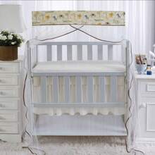 Mosquito Net For **** MINI CRIB **** Boy Choose Your Color Safari Green/Beige/Blue - Valance + Tulle - Beige - View 1