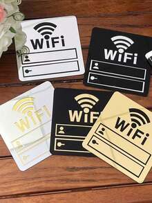 1/2pcs Acrylic Self-Adhesive Mirror WiFi Sign With Fillable Account, Classic Self-Adhesive WiFi Sign Mirror Sticker, Horizontal Decorative Sticker, Suitable For Glass Surfaces, Perfect For Restaurant, Office, Beauty Salon, Bedroom, Home, Office, Cafe And Restaurant Wall Decor - Multicolor - View 1