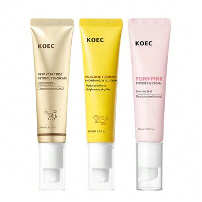 KOEC 深层VC肽视黄醇+曲酸姜黄亮白+PDRN粉红肽眼霜，有效改善眼袋、细纹、黑眼圈和皱纹，全天候亮白清爽眼部护理