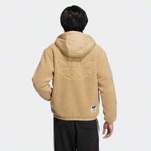 Adidas Originals Logo Embroidered Print Zip-Up Hooded Jacket, Unisex, Couple Style, Yellow. - Yellow - View 3
