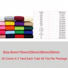 Wide Solid Color Double Sided Polyester Satin Ribbon 20 Colors X 2 Yard Each Total 40 Yards Per Package - 20 Colors - View 3