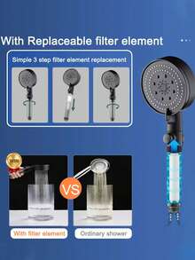 5-Mode One-Click Shut-Off Filtered Handheld Shower Head, High Pressure Filtered Shower Sprayer With 59-Inch Flexible Hose And Easy-Install Wall Mount Bracket, Plastic Material, Round Modern Design, Suitable For Home, Hotel, Apartment, Shower Room And Gym Bathroom, Essential Accessory For Modern Bathroom And RV, Upgrade Your Shower Experience - Multicolor - View 10