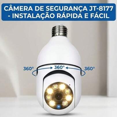 Câmera Lâmpada Espiã 360° WiFi - Visão Noturna Colorida e App
