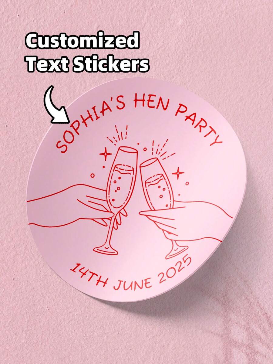 1-120Pcs Custom Stickers,Personalized Labels Available In A Variety Of Styles-Waterproof And Oil-Resistant-That Can Be Customized With Your Choice Of Text And Dates. Apply Them To Aromatherapy Items, Lipsticks, Or Jewelry Gift Bags To Provide Guests With A Unique Keepsake To Take Home. - Multicolor - View 1