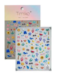 1 Tờ Hình Dán Móng Tay 3D Phong Cách Mùa Hè Đi Biển, Thiết Kế Hoạt Hình Dễ Thương Với Các Yếu Tố Đại Dương, Bãi Biển, Kỳ Nghỉ, Thích Hợp Cho Phụ Nữ Tự Làm Móng - Nhiều màu - Xem 10