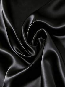 1pc Soft Satin Fabric, Suitable For Wedding Decoration, Wedding Handmade DIY, Gift Wrapping, Curtains, Dresses, Shirts, Hair Accessories, Sewing, Clothing Fabric - Black - View 1