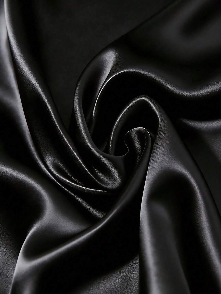 1pc Soft Satin Fabric, Suitable For Wedding Decoration, Wedding Handmade DIY, Gift Wrapping, Curtains, Dresses, Shirts, Hair Accessories, Sewing, Clothing Fabric - Black - View 1
