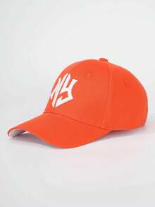 1pc Women's Adjustable Letter Embroidered Baseball Cap, Outdoor Casual Hat - 橘子 - 查看 2