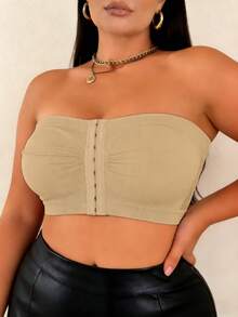 EssElegance Plus Size Strapless Bra, Seamless, Invisible, Front Closure, Wireless, Backless, Shaping - Apricot - View 5