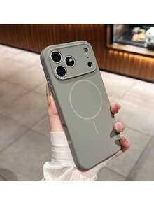 1 ốp lưng điện thoại silicon lỏng mờ tối giản có nam châm, tương thích với iPhone 17 AIR 16 15 14 13 12 Pro Max Plus, hỗ trợ sạc không dây. - Xám - Xem 1