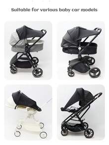 1pc Baby Stroller Sun Shade, Easy Installation, UV Protection Canopy With Optional Viewing Window - Multicolor - View 8