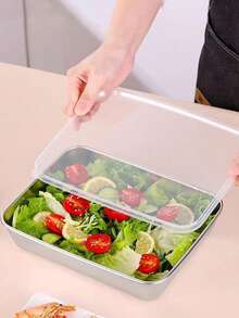 3 piezas Recipientes de almacenamiento de alimentos de acero inoxidable herméticos con tapas, cajas de almuerzo apilables a prueba de fugas de metal, recipientes de almacenamiento de alimentos para refrigerador y congelador, adecuados para cocina y picnic - Multicolor - Ver 5