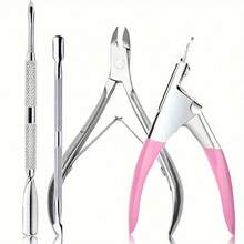 Bộ dụng cụ chăm sóc móng, 4 món bằng thép không gỉ gồm dụng cụ đẩy biểu bì, kìm cắt biểu bì và kìm cắt móng tay/chân. - Nhiều màu - Xem 9