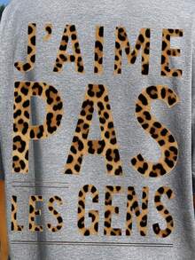 Women's Summer Short Sleeve T-Shirt, Loose Oversized Tee, Cotton Knit Fabric, Fashionable Street Style - Grey - View 4