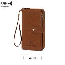 Ví đựng thẻ CHARM INFINITE thời trang tối giản có khóa kéo, ví nữ chống RFID mới, ví dài nhiều lớp dung lượng lớn có khóa kéo và dây đeo cổ tay, ví đa năng đựng hộ chiếu, vé máy bay, thẻ tín dụng, tiền mặt, tiền xu, chìa khóa, ví đựng tiền xu siêu mỏng nhẹ dùng hàng ngày. - Nhiều màu - Xem 15