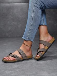 2026 Retro New Cross-Strap Toe Cork Slippers Beach Shoes Cork Sandals Unisex Luna Soft Cork Sandals - Mocha Brown - View 6
