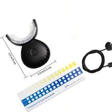 Kit de blanqueamiento dental, juego de blanqueamiento dental inalámbrico para el hogar con guía de tonos, regalo del Día del Padre, batería de litio de 400mAh - Negro - Ver 7