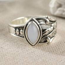 Damen Vintage strukturierter Silber & bunter Ring, minimalistisches Urlaub & Party Schmuckaccessoire, geeignet für den täglichen Gebrauch und verschiedene Anlässe - Silber - Übersicht 3