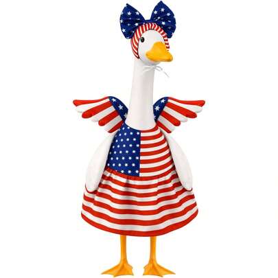 Tượng ngỗng trang trí sân vườn cao 23 inch, chủ đề yêu nước, thích hợp cho Ngày Độc lập, Ngày Tưởng niệm, kỷ niệm 250 năm thành lập nước Mỹ.