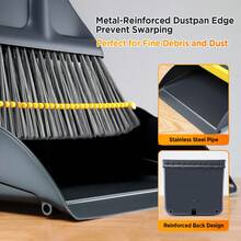 Joybos 3-In-1 Heavy-Duty Broom And Dustpan Combo With Long Handle - Adjustable Height, Thickened Stainless & Metal-Reinforced Edges, Ergonomic Sweeping/Cleaning For Hard Floors, Indoor/Outdoor Use Suitable For Home, Pet Hair Cleaning - 52.8 In Broom and Dustpan Set - View 5