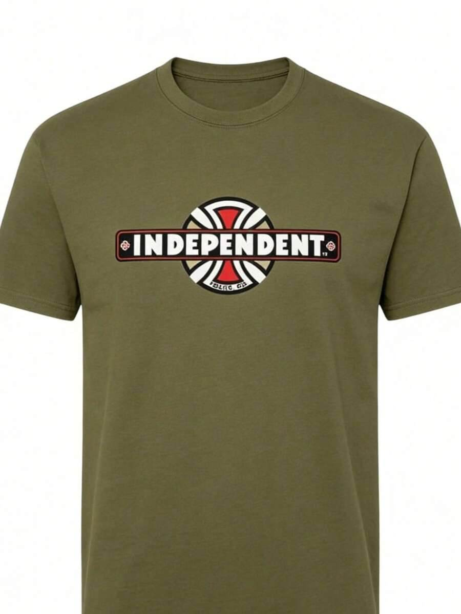 Independent Trucks Retro 90s Skateboard Graphic T-Shirt - White Crew Neck Tee With Black & Brown Emblem Print,Washable For Men, Teens, Skate Culture - 綠色 - 查看 1