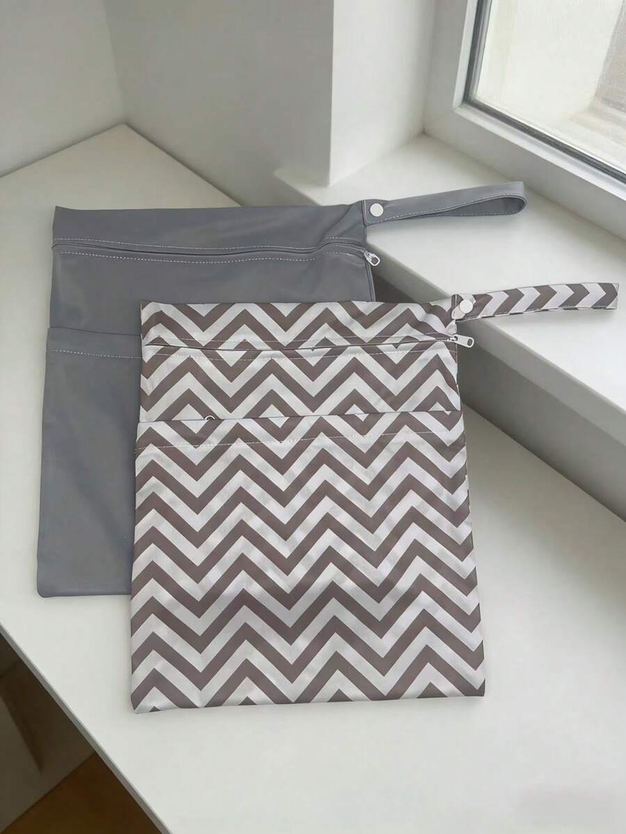2pcs Waterproof Wet Dry Separation Bags, Double Layer Design, Reusable Diaper Bag And Travel Storage Bag - Multicolor - View 1