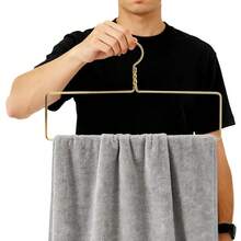 Nordic Style Square Metal Clothes Hanger - High-Grade, Sturdy, Rust-Resistant, Multi-Functional Iron Wardrobe Organizer. - Gold - View 3