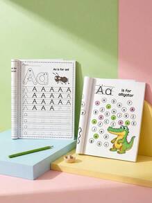 32 页儿童 ABC 字母描摹练习册 | 适合学龄前和幼儿园的 A-Z 字母练习 | 有趣的早期写作书，带有绘图页、抄写本、魔法词，很棒的礼物，练习册，好玩、耐用的英语写作书，有益于重返校园 - 彩色 - 查看 2