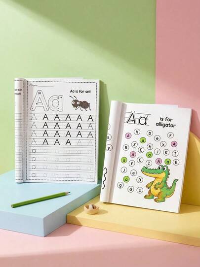 32 页儿童 ABC 字母描摹练习册 | 适合学龄前和幼儿园的 A-Z 字母练习 | 有趣的早期写作书，带有绘图页、抄写本、魔法词，很棒的礼物，练习册，好玩、耐用的英语写作书，有益于重返校园