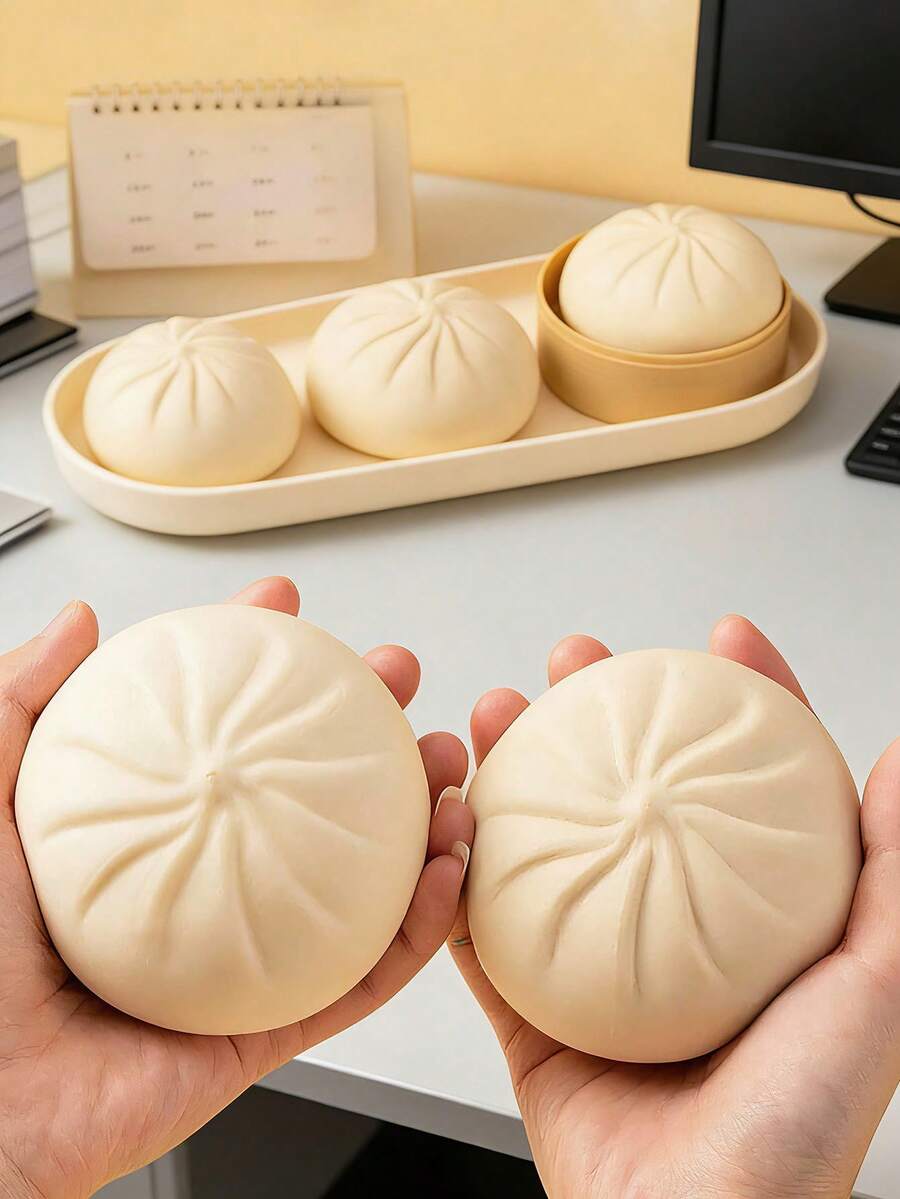 1个/4个彩色饺子造型捏捏乐玩具，感官解压玩具，减压捏捏乐玩具，带蒸笼的弹性桌面玩具，游戏和派对小礼物，适合作为礼品或派对伴手礼。1/2/4个