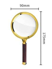 10X Handheld Magnifier, 60mm/70mm/80mm/90mm Diameter Options, Faux Wood Handle, Gold Plated, Birthday/Graduation Gift - Multicolor - View 15