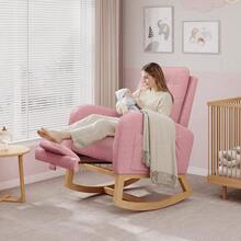 Huisuilinss Nursery Rocking Chair,Comfortable Glider Rocking Chair With Teddy Fleece Upholstery,High Backrest,Wooden Legs,Rocking Accent Armchair With Side Pocket For Living Room Bedroom - Pink With Footrest - View 2