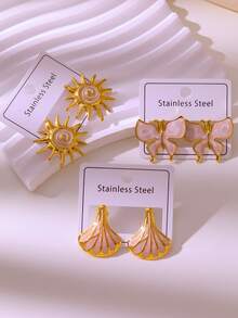 Elegant Luxury Oil Pressure Earrings Set, Made Of High-Quality Stainless Steel, Suitable For Daily Wear, Weddings, Parties, Vacations, And Mother's Day Gifts - New Earrings - View 4