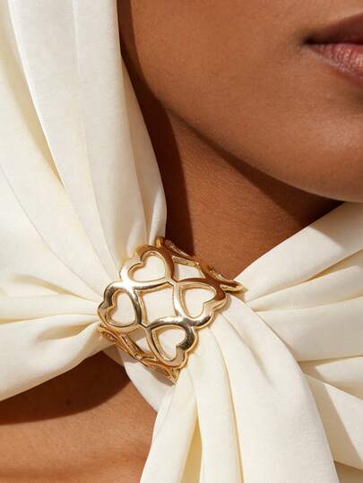 1 Pc Fashionable And Simple Heart-Shaped Scarf Ring For Women – Elegant Scarf Ring For Shawls And T-Shirt Hem Styling. Versatile Fashion Accessory, Women's Muslim Hijab Pin For Securing Scarves, Suitable For All Seasons, Perfect Gift For Mother's Day.