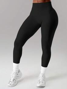 Yefecy Women's High Waist Butt Lifting Tight Yoga Pants, Outdoor Sports Shaping Fitness Leggings - Black - View 2