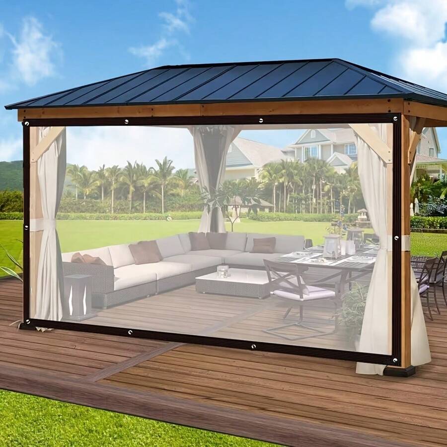 8-mil transparentes, wasserdichtes Gewebe mit verstärktem Dichtungsring, Regenschutz für Gartenpflanzen, enge Ecken, um ein Zusammenfalten durch Wind zu verhindern, lichtdurchlässig und sichtbar, ohne das Licht zu blockieren, leicht und einfach zu verstauen dank PE-Material, Vordach/Campingzelt.