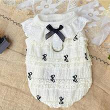 XS Size Lace Bow Soft Breathable Pet Jumpsuit With Leash Clip, For Small Dogs & Cats, Spring/Summer - Multicolor - View 9
