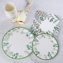 Bộ đồ dùng ăn uống dùng một lần sang trọng mới, bao gồm đĩa giấy 7/9 inch, cốc giấy, khăn giấy, thích hợp cho tiệc sinh nhật, lễ hội, họp mặt, dã ngoại, sự kiện kỷ niệm, tiệc trà cưới, lễ tốt nghiệp, đồ dùng tiệc dùng một lần. - Nhiều màu - Xem 4