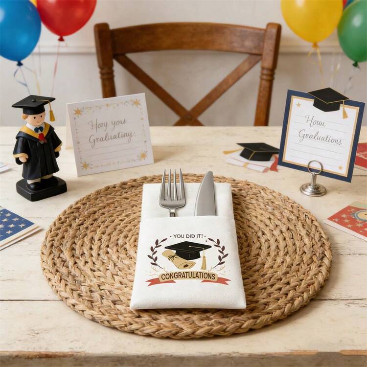50pcs/Pack Congrats GRAD Napkins, Graduation Party Table Decor, Class Of 2026 YOU DID IT Graduation Decorative Napkins, Graduation Party Supplies - View 7