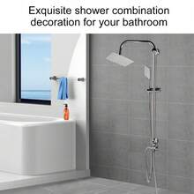 Bathroom Shower Kit Twin Head  Square Fixed Head Riser Rail Bath Mixer Tap Set - 銀色 - 查看 8