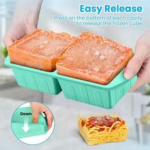 2 Pack Silicone Freezer Trays With Lid For Easy Storage Silicone Soup Freezer Molds 2 Cup Ideal For Making Ice Cubes, Freezing Broths, Sauces And Leftover Food, Leakproof, Easy Release, Dishwasher - 青色+黃色 - 查看 5